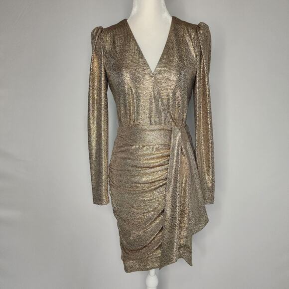 Alex Marie Gold Metallic Chrissy Dress Women's Size 4 NWT - Picture 1 of 6